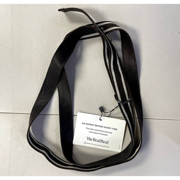 MAXMARA Skinny Leather Trim Clasp Striped Belt M main image 10